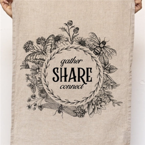 Tea Towels Floral Black